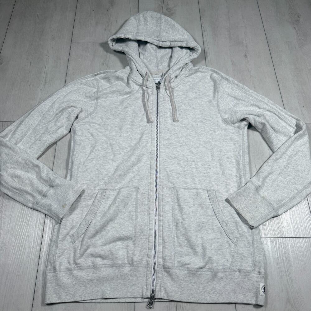 Reigning Champ Men's Large Gray Full Zip Hooded Fleece Cotton Hoodie Minimalist